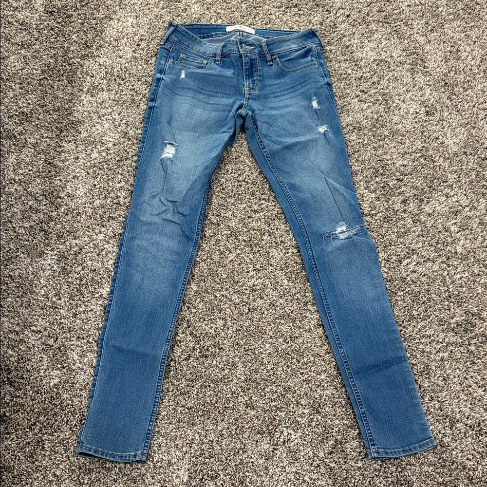 Hollister Blue Distressed Skinny Jeans